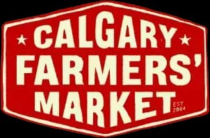 Logo for Calgary Farmers' Market in red and cream.