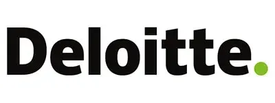 Deloitte logo in black text with a green dot.